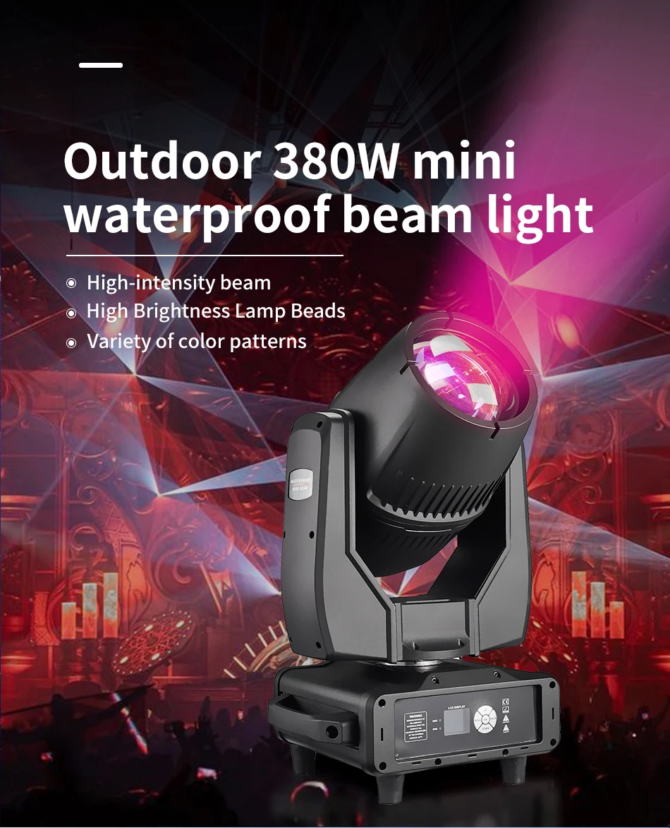 aicpose 380W Mini LED Wasserdichter Moving-Head-Scheinwerfer IP65 mit farbigem Regenbogeneffekt für Outdoor-Bühnenaufführungen und Nebel-Effekte – Detail 1
