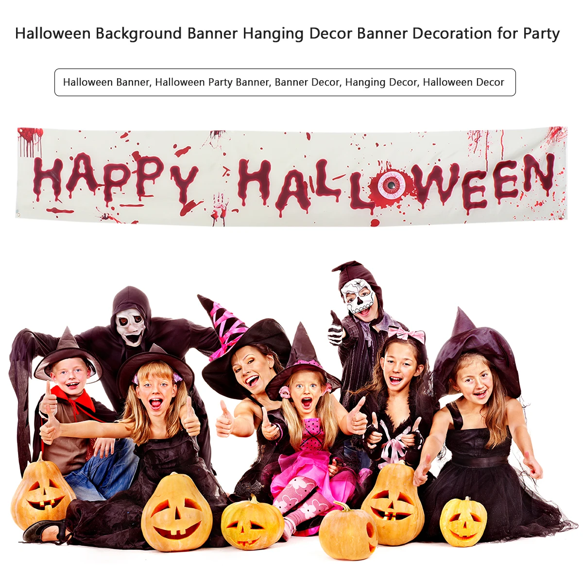 

Halloween Party Polyester Flag Banner Decor Garland Decor Couplet Spooky Theme DIY Home Halloween Banner Decoration