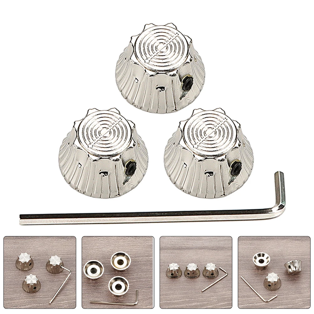 

4 Pcs Metal Knob Guitar Electric Parts Component Bass Knobs Black Alloy Hardware