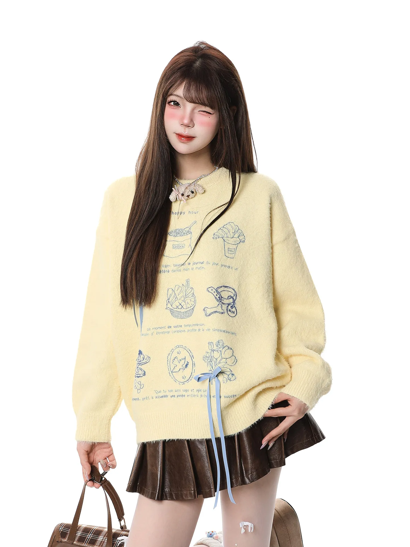 

Модный женский свитер Sweet Sle Fun 3D с узлами, осенне-зимний, свободный, повседневный, мягкий, вязаный, с эффектом омоложения