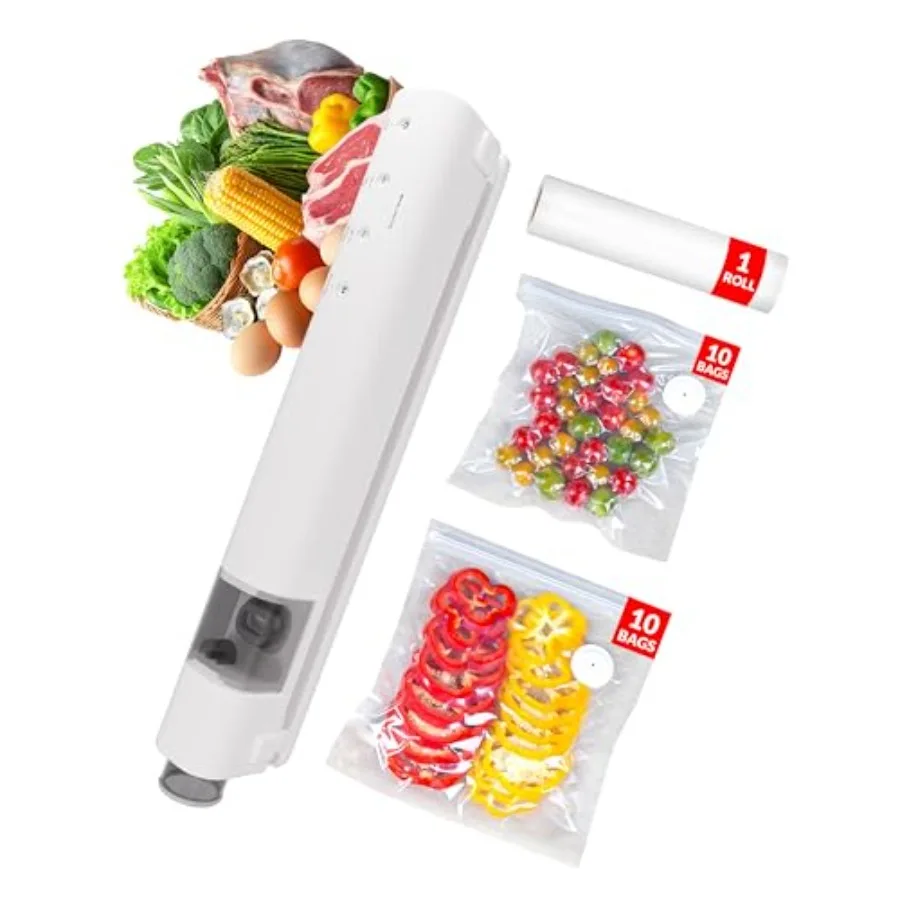 

Усовершенствованный вакуумный упаковщик для продуктов 2025 года, 60 кПа, компактный ручной вакуумный упаковщик с видимым резервуаром для воды, двойной всасывающий порт