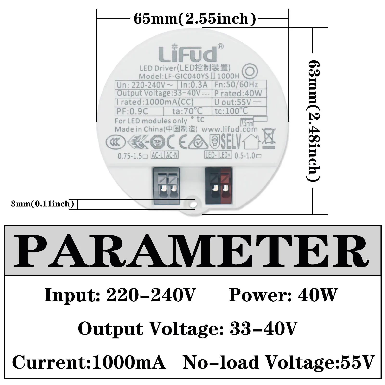 Lifud Power Adapter AC220V 10W 12W 14W 18W 20W 30W 40W Lighting Transformer Track Lamp Down Lamp Wall Lamp Power Source