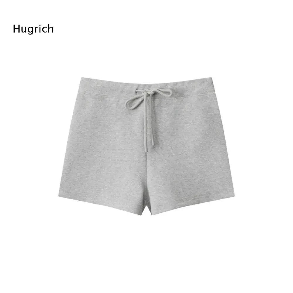 Lightweight Plain Color Casual Shorts With Front Drawstring Neat Stitching Straight Short Pants For Ladies Multiple Occasions