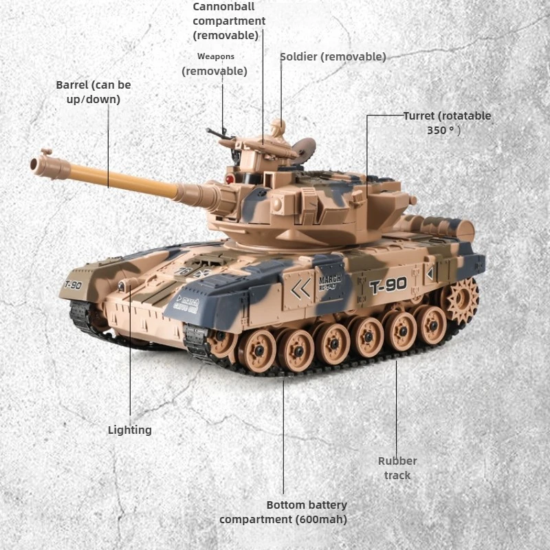 Zabawny Czołg Zabawka Prezent - 33cm Wspinający Się Terenowy Czołg RC 4WD na Gąsienicach, Samochody RC z Wyrzutnią Wodnych Rakiet, Zabawki dla Chłopców, Monster Truck