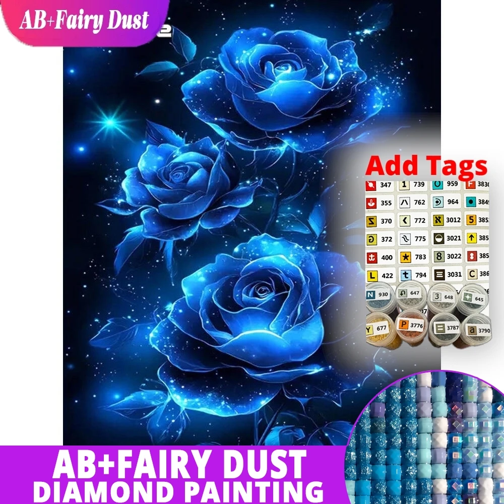 

AB Fairy Dust Rose Diamond Painting Flower DIY Picture Of Rhinestones Mosaic Pattern For Adults Beginners Unique Gift