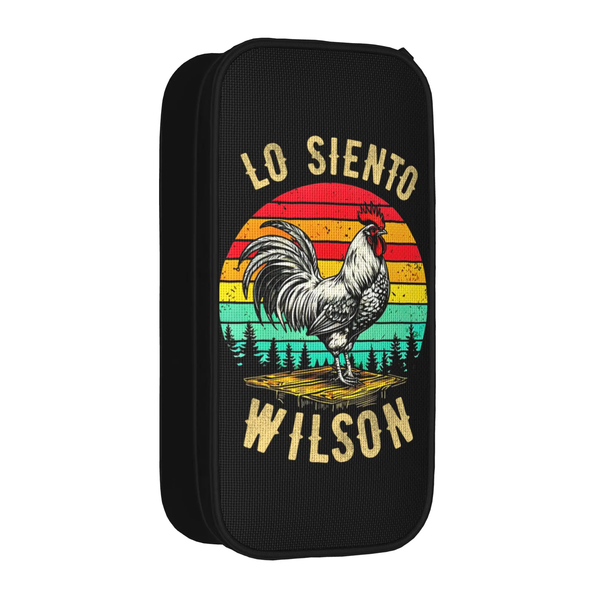 Wilson-Lo-Siento Chicken Meme Pencil Cases Funny Rooster Humor Pen Holder Bags Big Capacity School Gifts Pencil Pouch Stationery