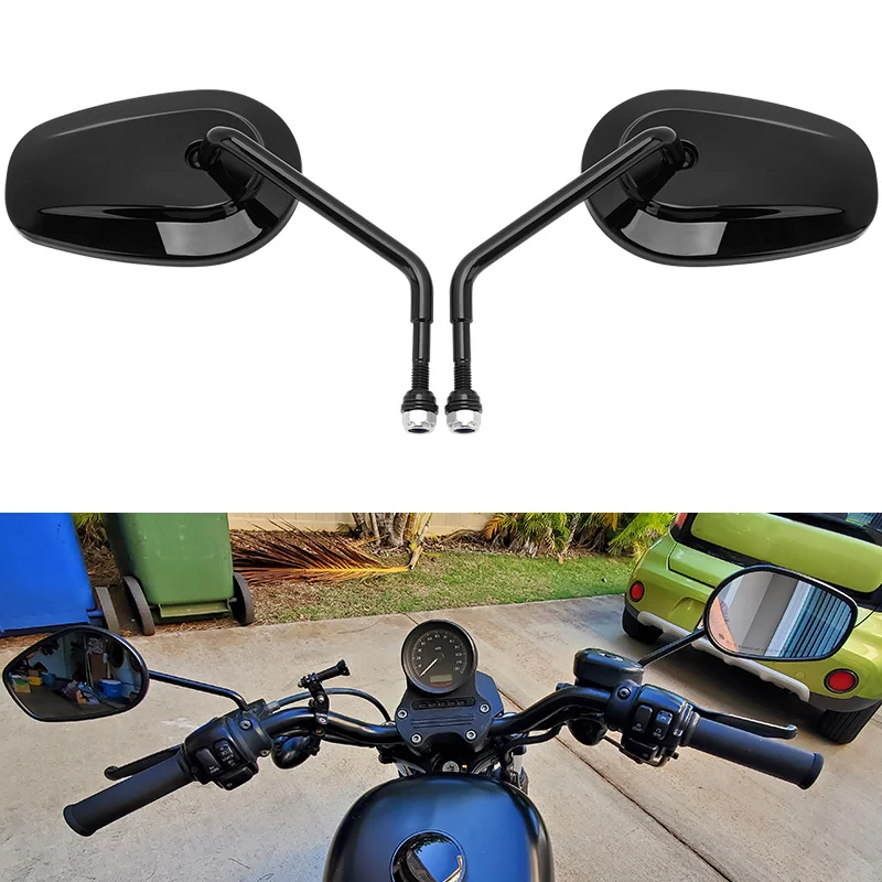 

8MM Motorcycle Rear View Mirror Side Mirrors Left Right For Harley Touring Road King Sportster XL883 1200 Fatboy Dyna Softail