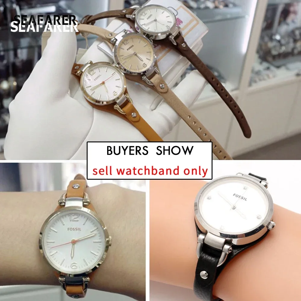 Genuine Leather Watch Strap Women Watchband for Fossil ES3077 2830 3262 3060 4176 4119 4026 4340 Small Bracelet 8mm Watch Band