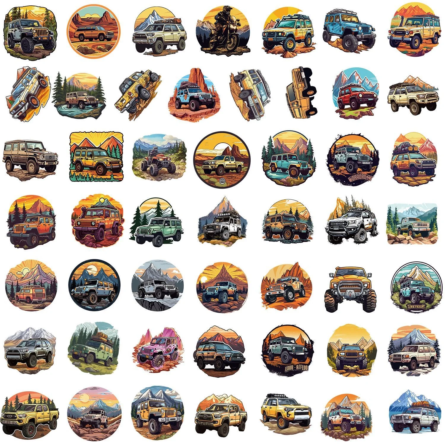 10/50PCS Cool Mountain ORV Off-Road Vehicle Car Stickers Laptop Skateboard Bike Phone Luggage Guitar Helmet Waterproof Sticker