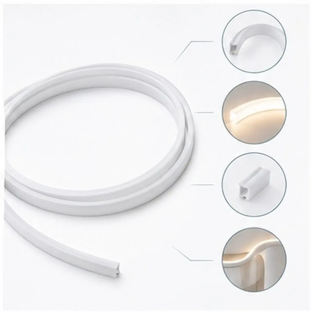 Strip Light Diffuser Channel 12Mm Bendable Flexible PVC LED Strip Light Cover for Curved Architectural Tape Lighting Track