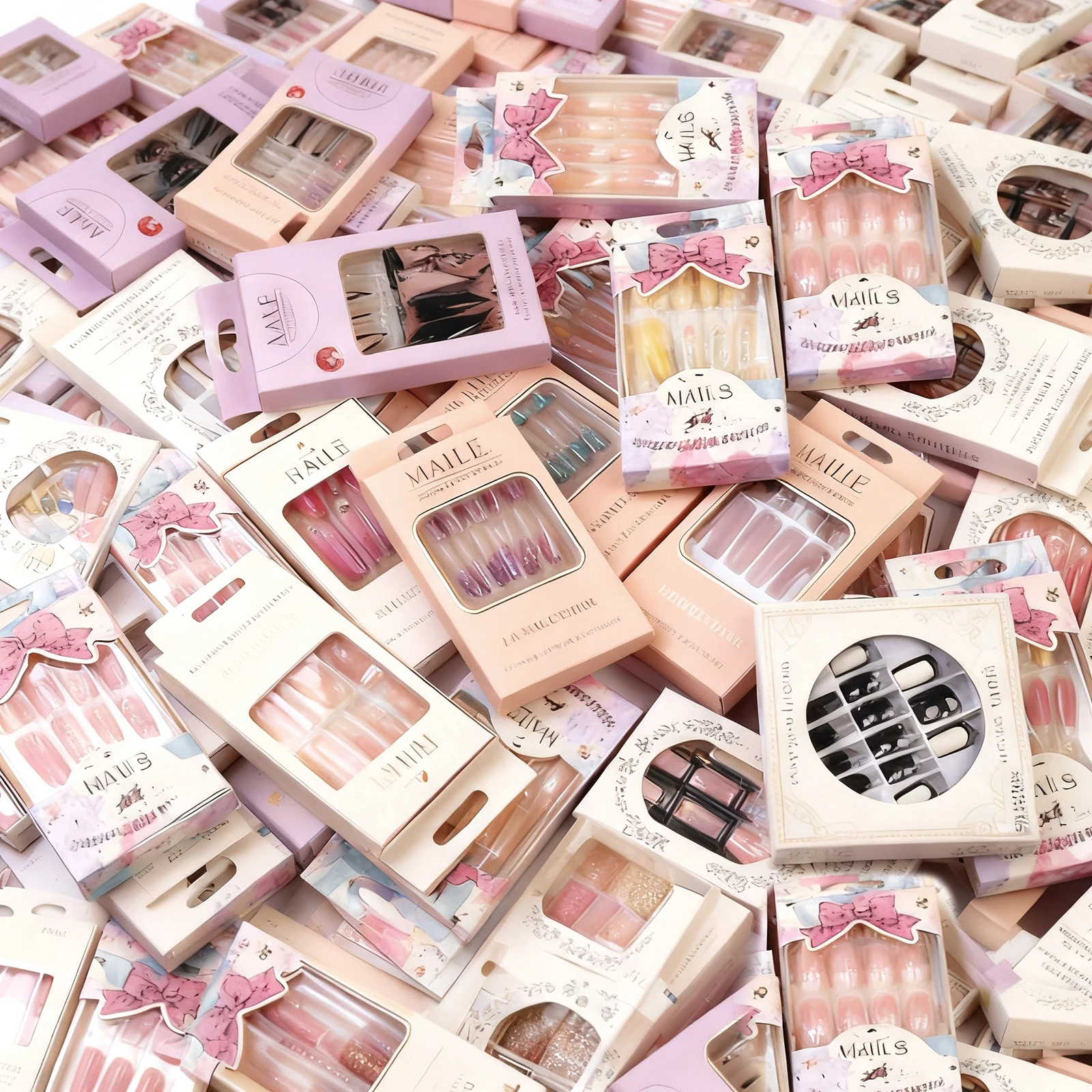 4/6/9/Box 24pcs Nail Set with Random Designs Short Medium Long French Almond Square Y2K Styles-Reusable Press-On Nails Holidays
