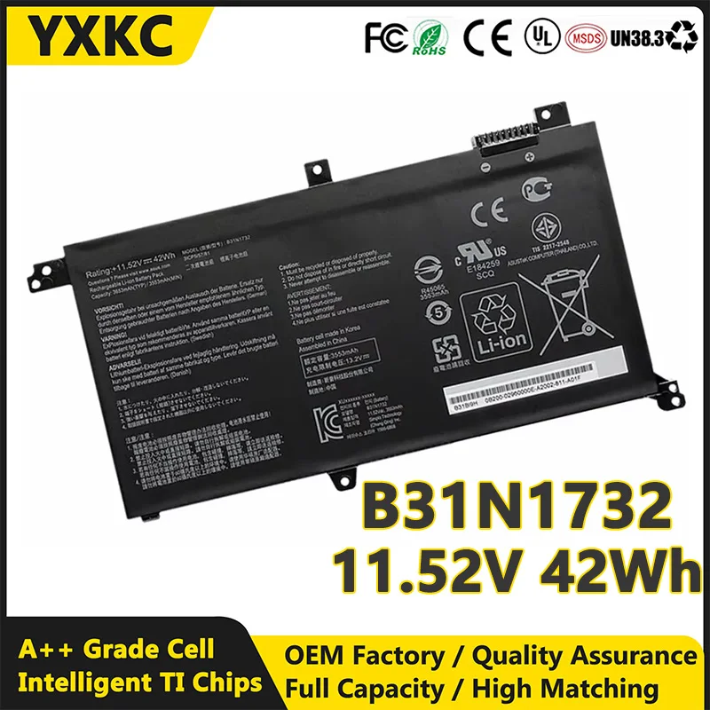 YXKC B31N1732 11.52V 42Wh Laptop Battery For Asus VivobookS14 S430FA S430FN S430UA S430UN X430FA X430FN X430UF Series