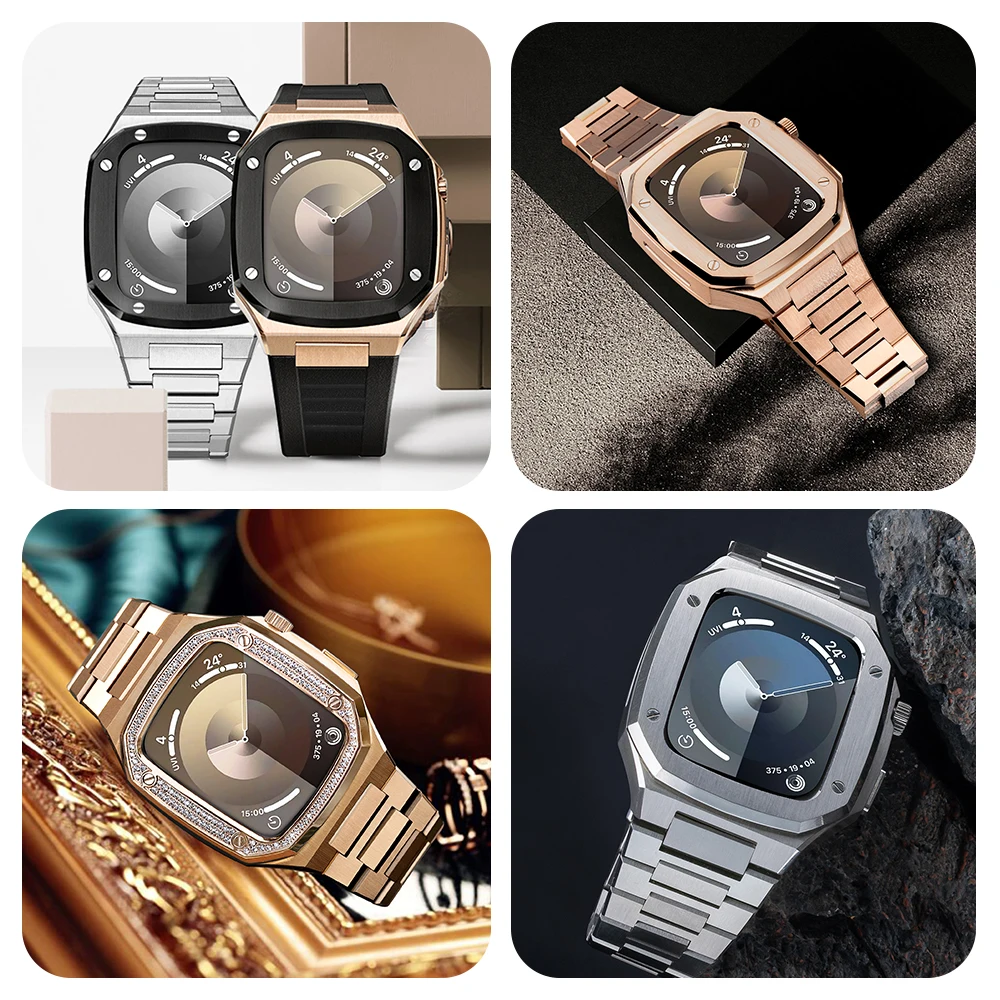 Stainless Steel Modification Kit For Apple Watch 9 8 Series 40MM 41MM 44MM 45MM Accessories Diamond Compatible IWatch 5/6/7/SE