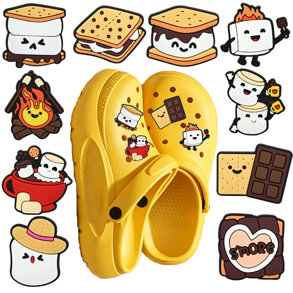 New 10Pcs Cartoon Marshmallow Biscuit Series PVC Shoe Accessories DIY Detachable Waterproof Fashion Footwear Shoes Accessories