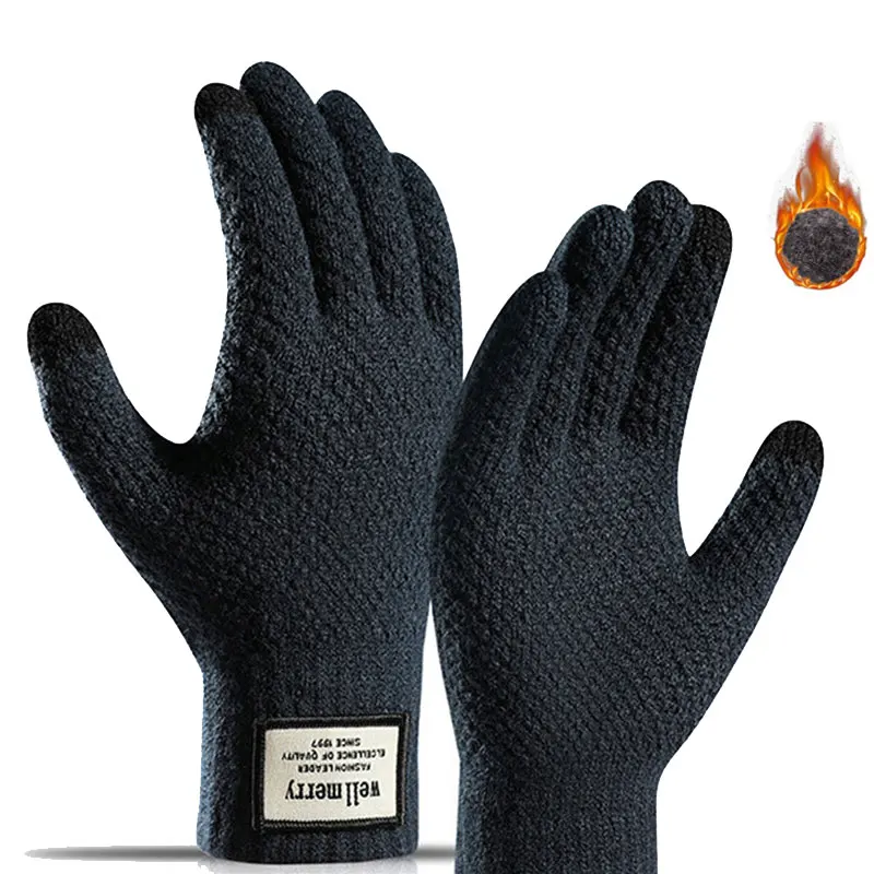 Winter Men Knitted Gloves Touchscreen High Quality Male Mitten Thicken Warm Wool Cashmere Solid Men Business Gloves Autumn