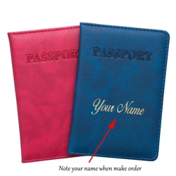 Custom Gold Name on Passport Cover Women Pu Case for Passports Porte Passeport  Passport Card Holder Travel Document Organizer