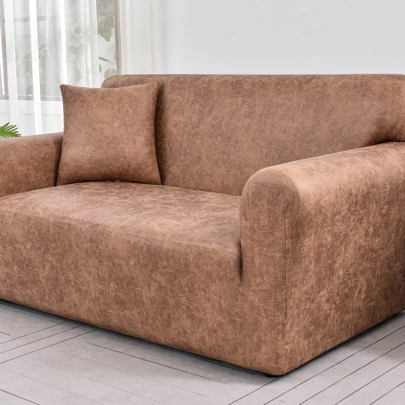 Solid color waterproof, dirty and non-slip sofa cover, single and double all-inclusive imitation cowhide non-slip sofa cover