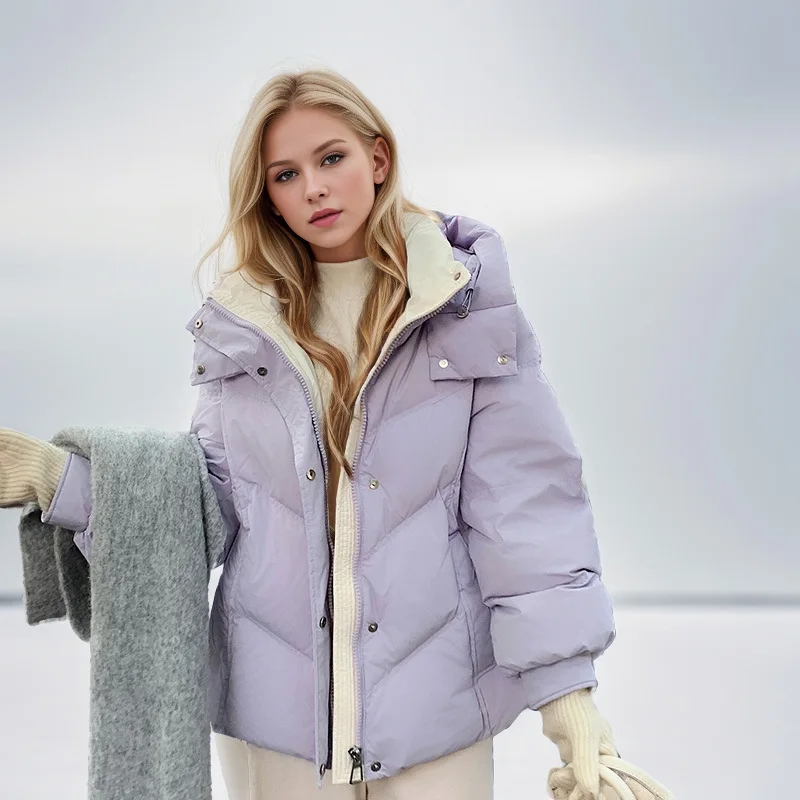 

2025 Winter Women's Short Cotton Jacket Female Stand Collar Thicken Warm Parkas Coats Women's Solid Color Winter Jackets