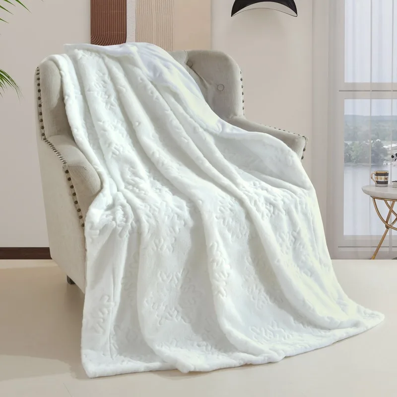 

Новое рождественское одеяло со снежинками: ультразвуковая кроличья шерсть, двухслойное для уютных ночей дивана