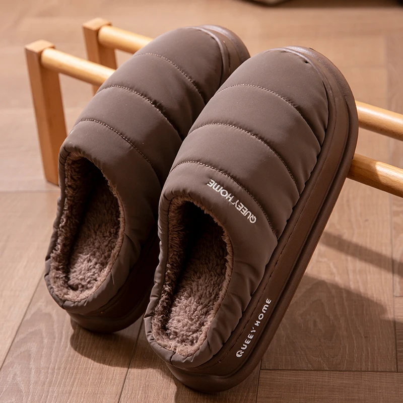 Men's New Winter Down Slippers: Non-slip, Fleece-lined, Water-resistant, Couples, Indoor/Outdoor view 3