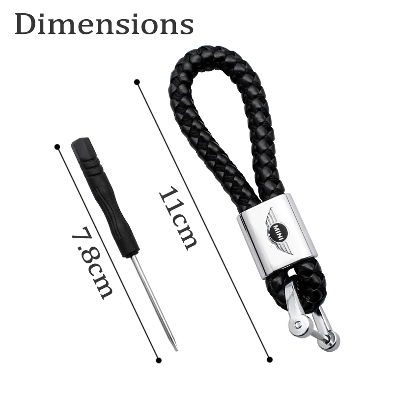 3D Metal+Leather Braided Woven Rope Keychain Key Chain Rings For Mini Cooper One S R53 R55 R56 R57 R60 F55 F56 Auto Accessories