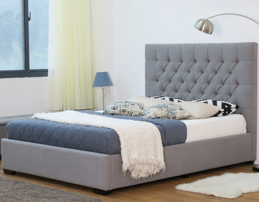 New Design Elegant Pneumatic Bed Gas Spring Lift Bed Room Furniture Modern Linen Fabric  Bed