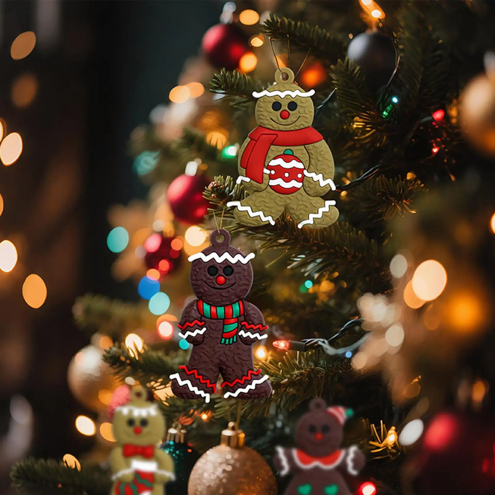 

Пряничные украшения, 16-секционные фигурки печенья, подвесные пряничные елочные украшения с веревкой для семейных фермеров