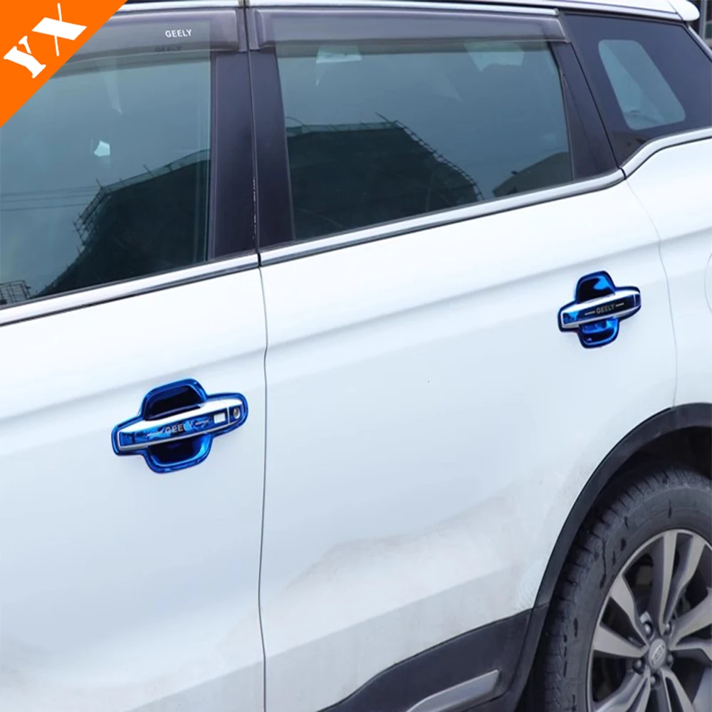 For Geely Atlas Pro 2020-2023Carbon Plastics Door Handle Bowl Protector Car Window Handrail Decoration Cover Trim Set