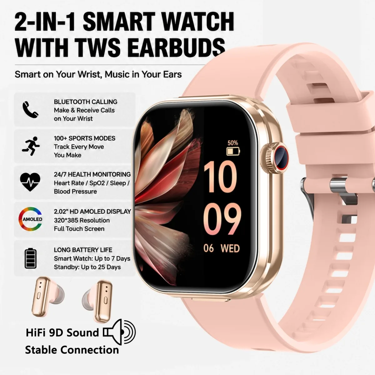 2026 NEW Smart Watches and TWS Earphones in One: Bluetooth Call Sleep Monitoring Sports Tracking Calorie Counting Smartwatch