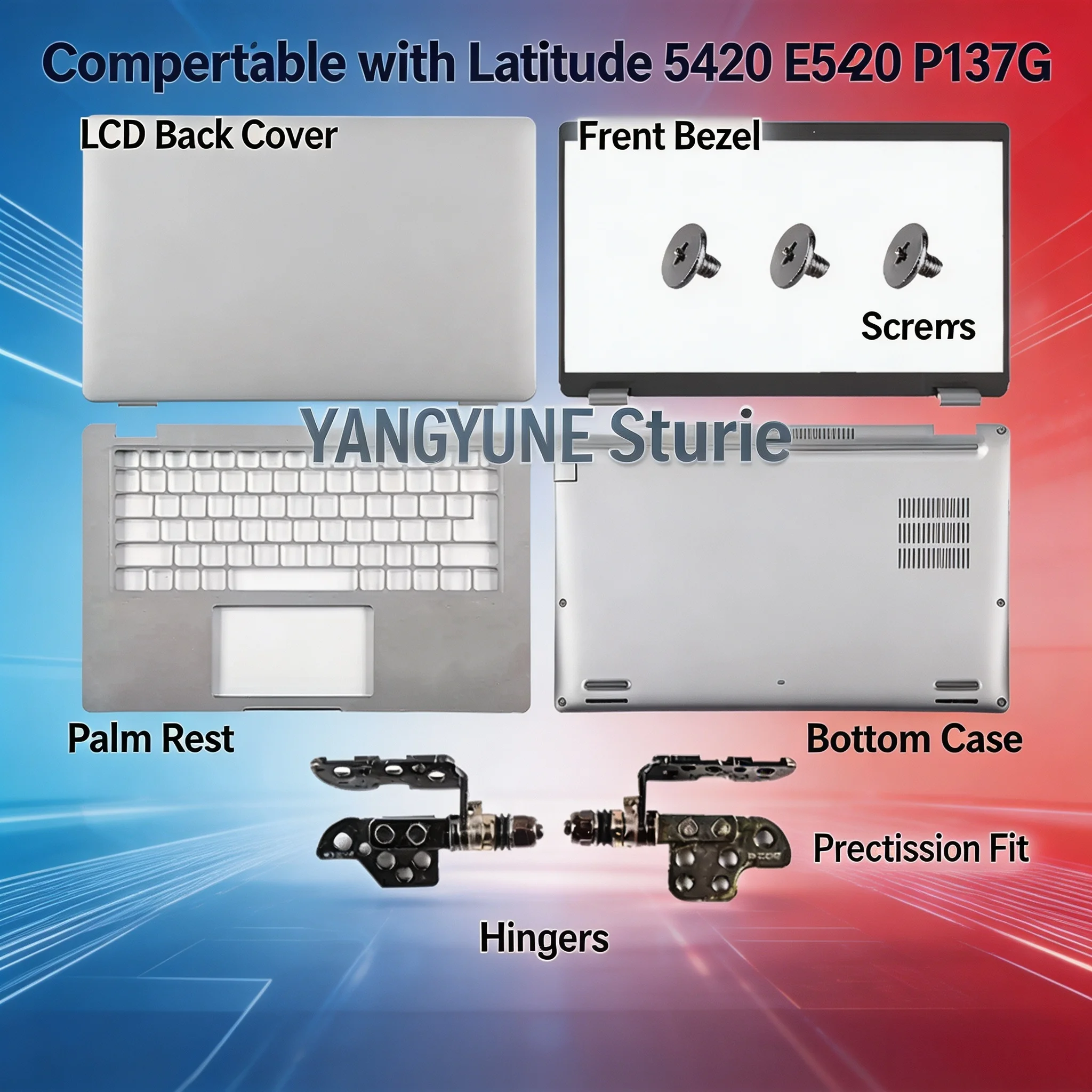 Laptop A Cover B Cover C Cover D Cover Full Set Housing Compatible with Latitude 5420 E5420 P137G Notebook Bottom Base