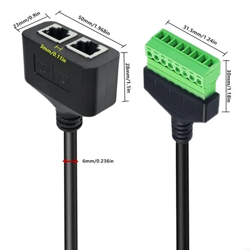 Extender Ethernet Ethernet 4x7E 2port RJ45 CAT6 8P8C a 8PIN adaptador tornillo terminal soldadura