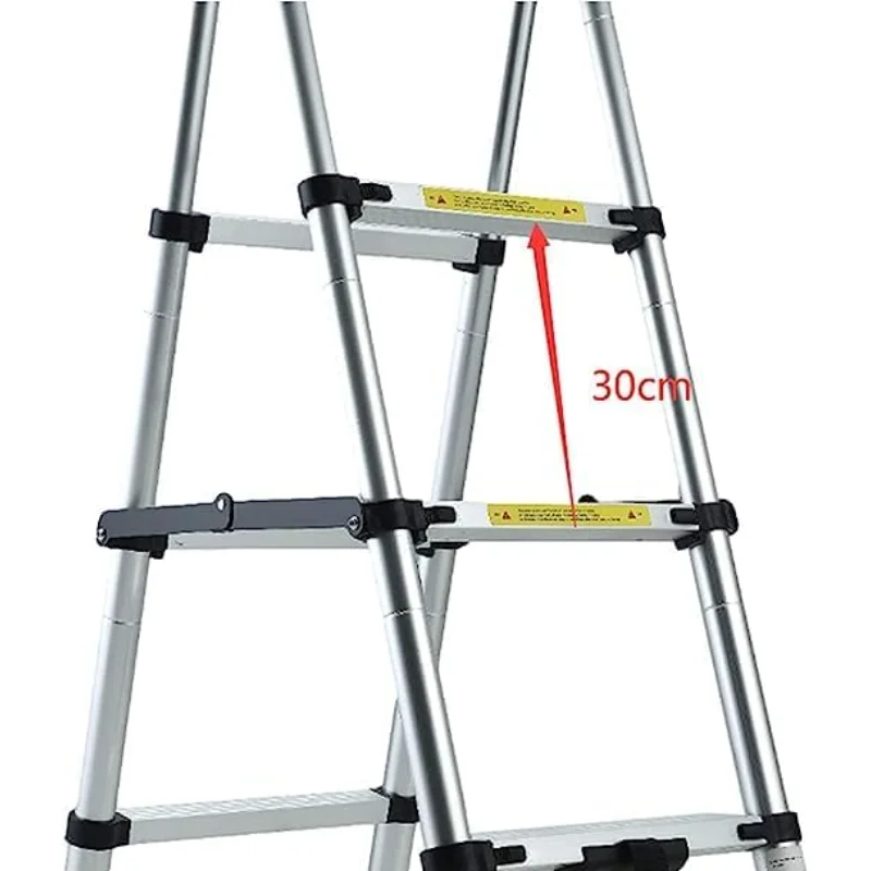 سلم تمديد 6 + 7 خطوات (6.6 قدم + 7.5 قدم) سلم متعرج من الألومنيوم على شكل حرف A سلم متداخل خفيف الوزن