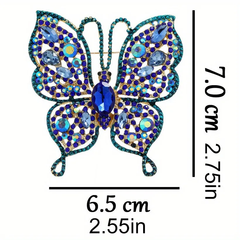 Vintage prachtige dames- en herenmode, eenvoudige uitgeholde vlinderbroche, creatieve kleurrijke vlinderpins in paleis-barokstijl - afbeelding 2