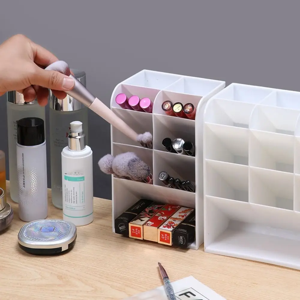 9/13 Grids Desktop Storage Box Oblique Insertion Large Capacity Stationery Organizer Space-saving Solid Color