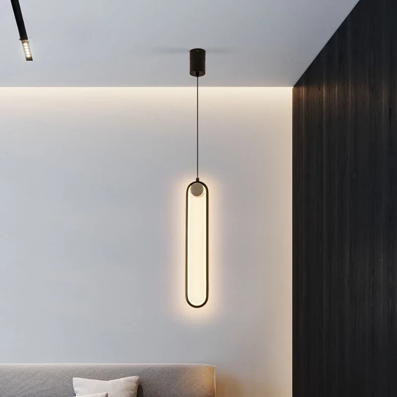 

Nordic Postmodern Minimalist Ring Chandelier LED Bedroom Single Head Bedside Lamp Living Room Study LED Pendant Lamp Decoration