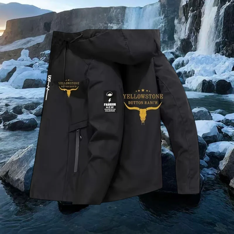 High quality men's new printed exquisite hooded zipper jacket autumn outdoor training casual lightweight windproof autumn windbr
