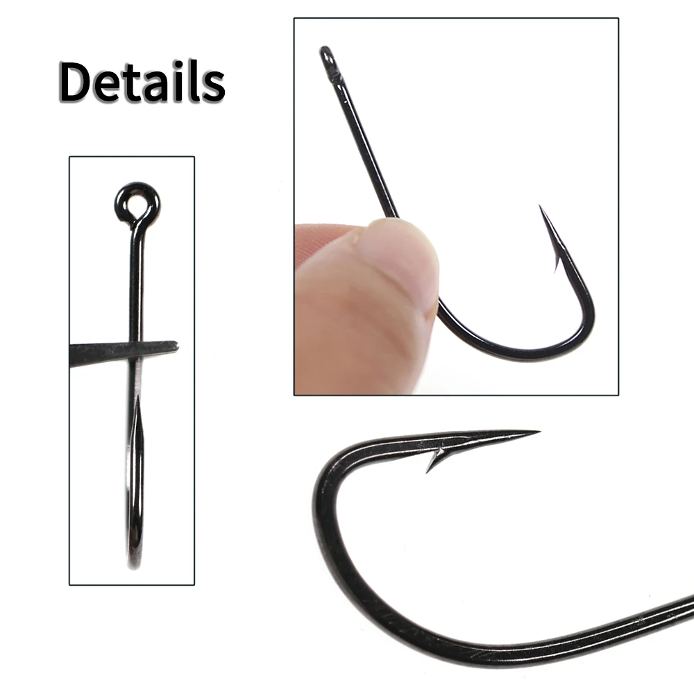 50 Stück 2-fach verstärkte Stinger-Angelhaken für Salzwasser, Sabiki-Rig, große Streamer-Fliegenhaken für Hecht-, Barsch- und Forellenangeln 4 # -4/0 – Detail 4