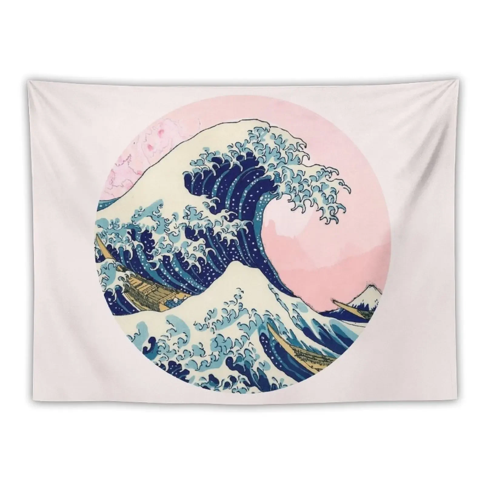 

The Great Wave off Kanagawa pink sunset Tapestry Custom Wall Decor Wall Decorations Tapestry