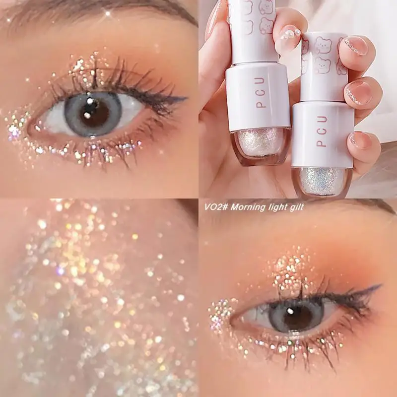 Bright Shine Liquid Eye Shadow Glitter Highlighter Waterproof Pearlescent paillettes sdraiato baco da seta Fine trucco cosmetico coreano