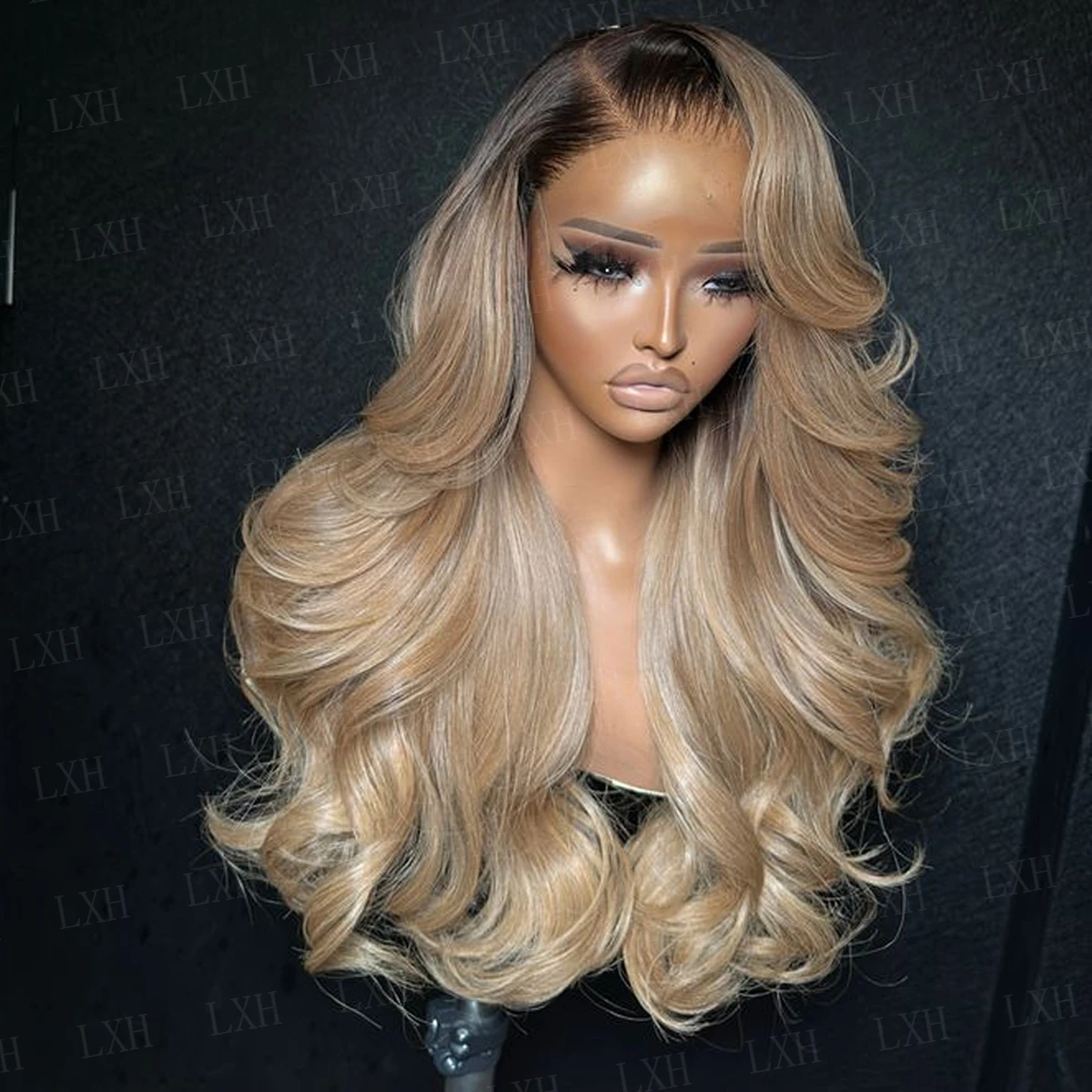 Soft Highlight Blond Body Wave hair Long 24inch HD lace front wig, suitable for women's wig With Baby Hair Heat Resistant wig