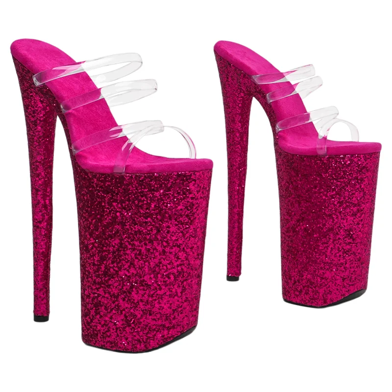 

Leecabe 26CM/10inches Clear PVC Upper exotic High Heel platform party slipper sandals stripper heel Pole Dance shoes