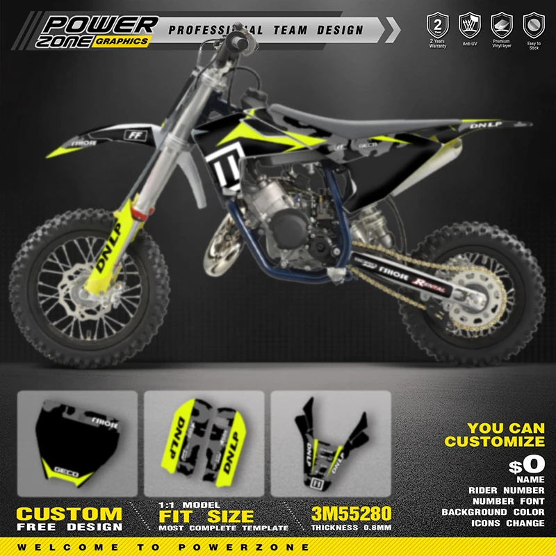 

PowerZone Custom Team Graphics Backgrounds Decal Stickers Kit For Husqvarna TC50 2017 2018 2019 2020 2021 2022 2023 05