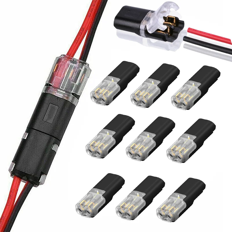 2-50pcs Double-Wire Plug-in Connector Waterproof Electrical Connector with Locking Buckle 2 Pin 2 Way Universal Compact Wire