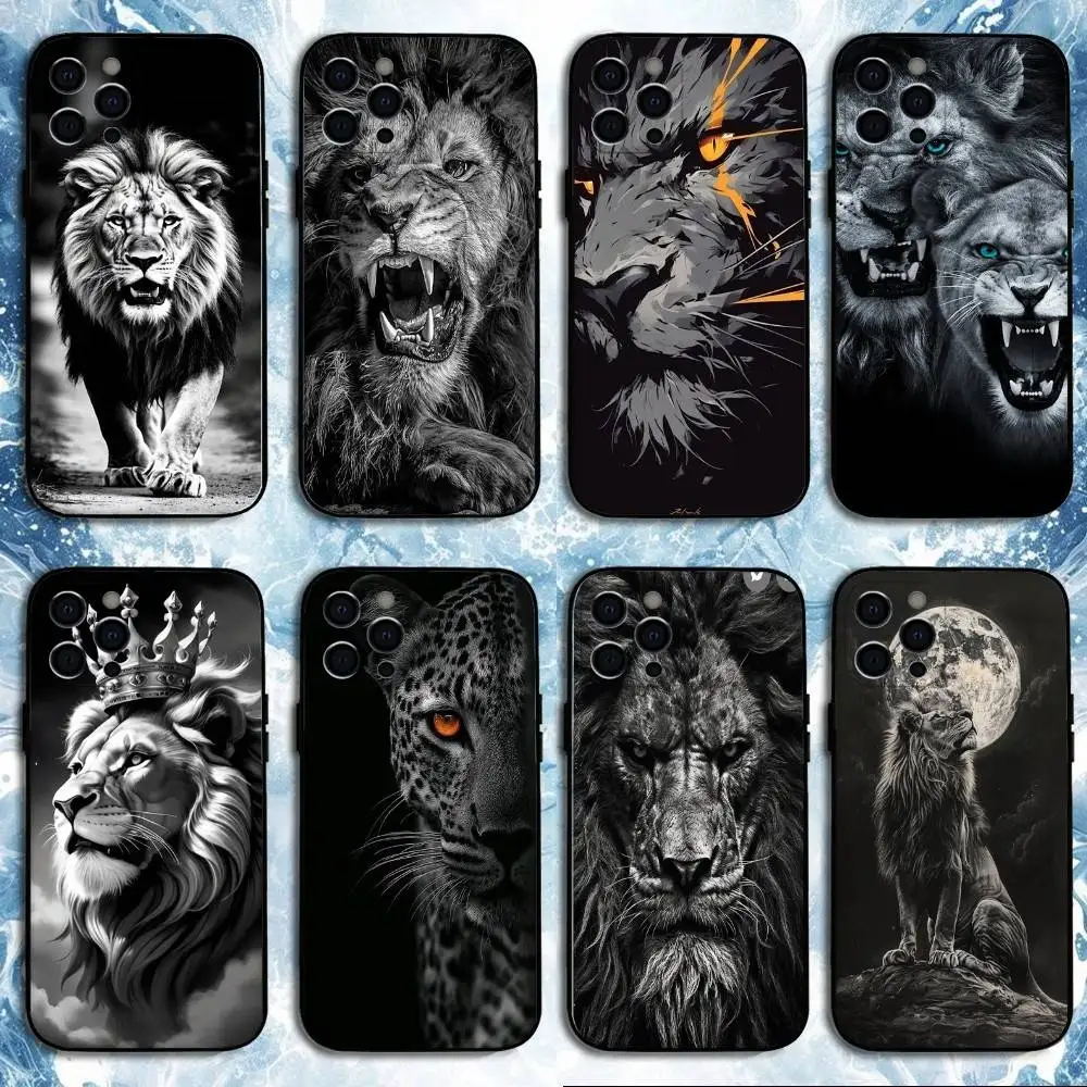 

Wild and Lion Phone Case For iPhone 16,15,14,13,12,11 Plus,Pro Max, Soft Silicone Black Cover