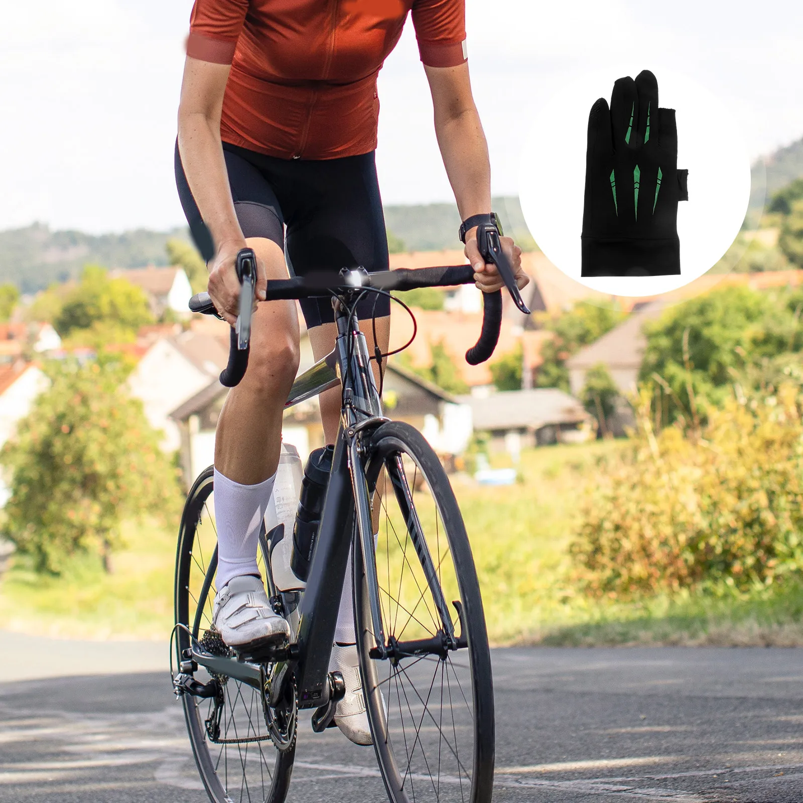 

Sun Protection Gloves Black Blue Cycling Running Fishing Shockproof Anti slip breathable driving gloves men adult fitness wear
