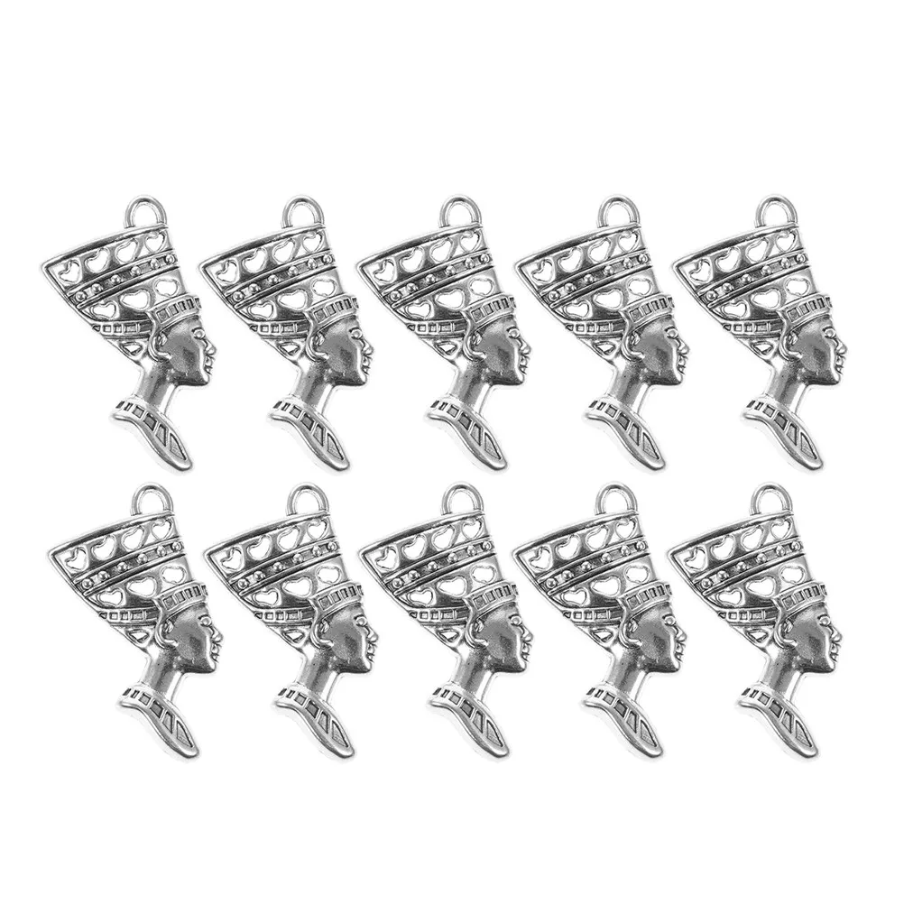 

10Pcs Egyptian Queen Pendant Metal Jewelry Charm Vintage Style for DIY Necklace Bracelet Craft Making Ancient Jewelry