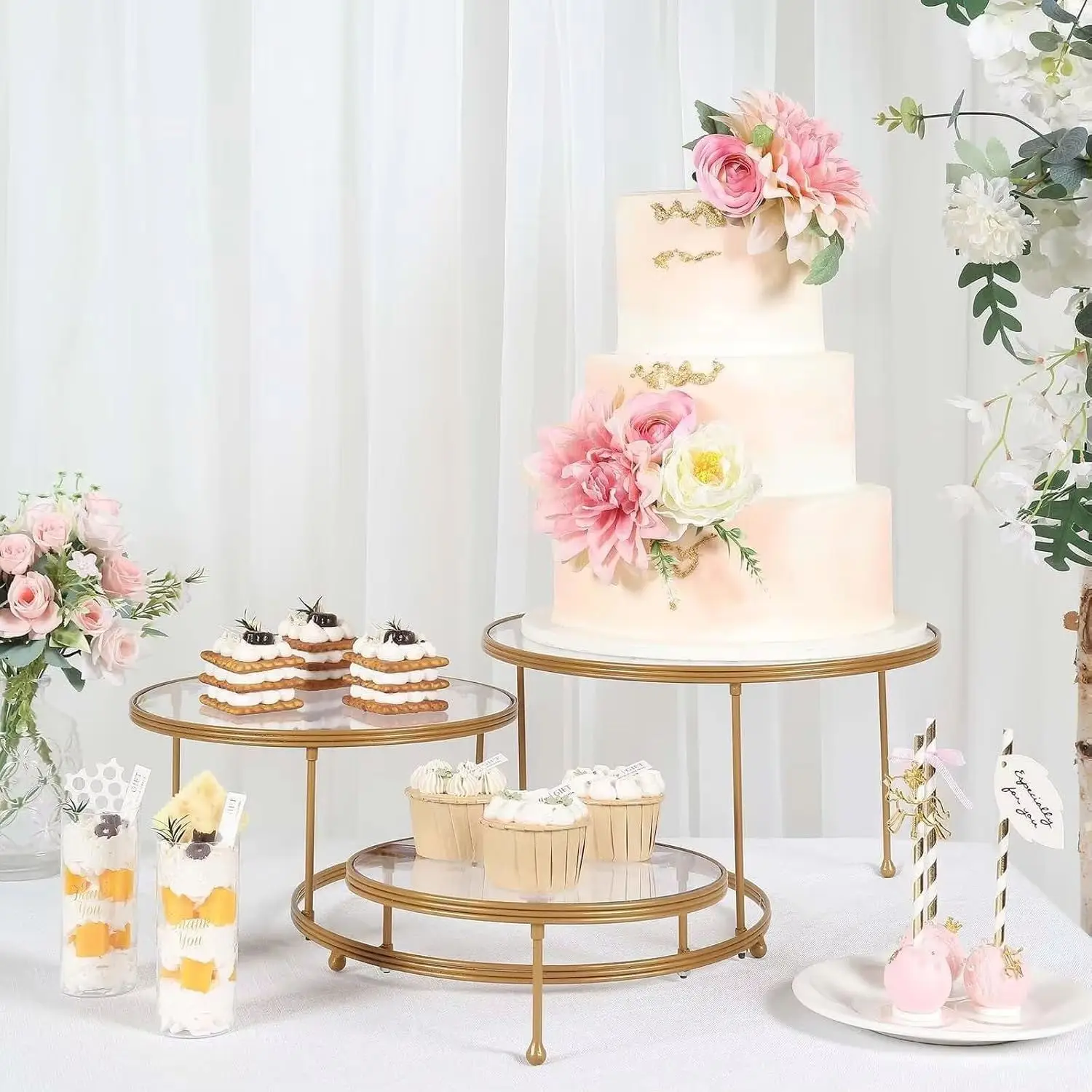

European creative acrylic three-layer cake stand, birthday party, wedding car show, dessert, pastry display stand, dessert table