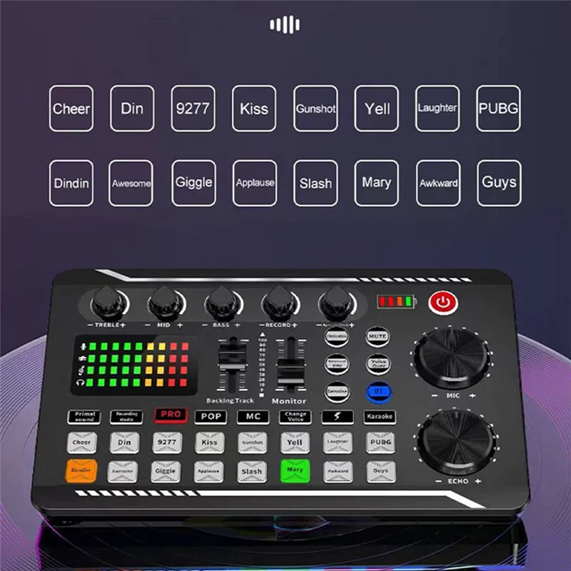 【Superdeals】F998 كارت الصوت ومجموعة ميكروفون BM800 Mic Sound Mixer كارت الصوت خلط الصوت وحدة التحكم مكبر للصوت للغناء PC Ph
