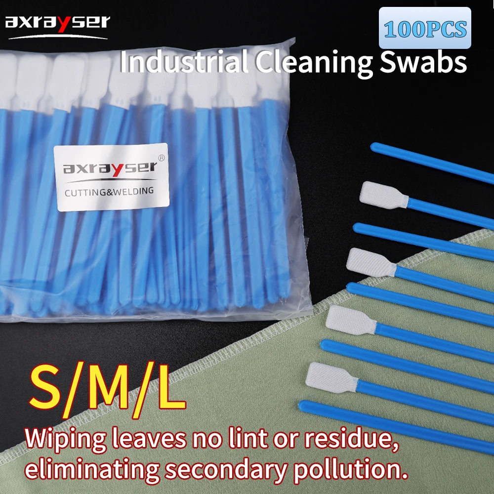 100PCS Cotton Swab Anti-static Industry Nonwoven Dust Off Cleaning Tools for Fiber Laser Protective Windows Focusing Lens