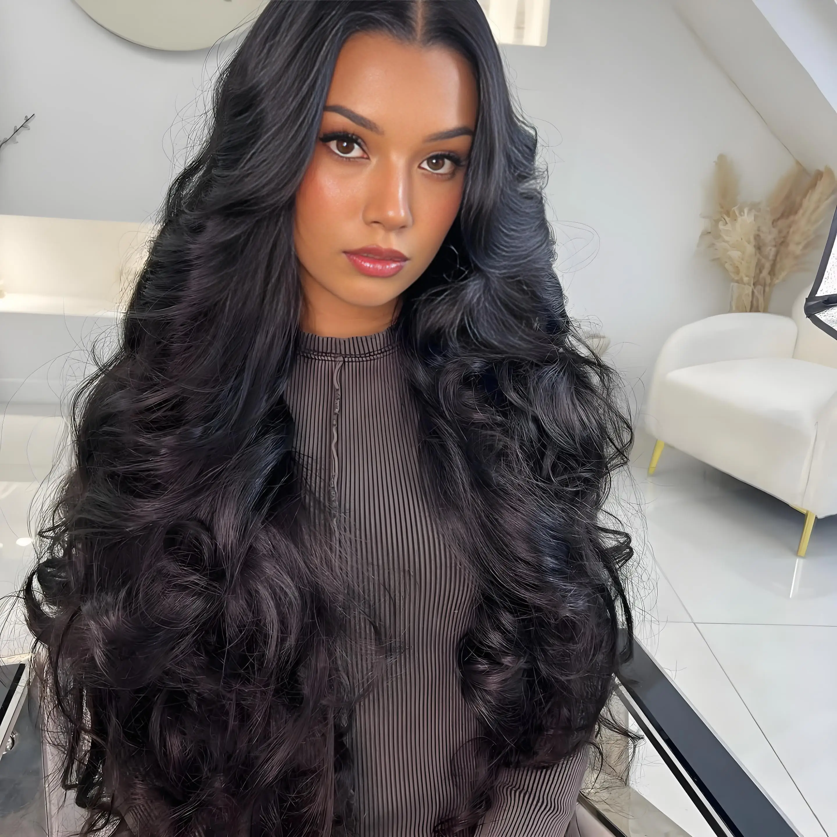 

250 Density Body Wave 100% Human Hair 13x6 Hd Transparent Lace Frontal Hair Natural Black Wig 13x4 Pre Plucked Lace Wigs 44 Inch